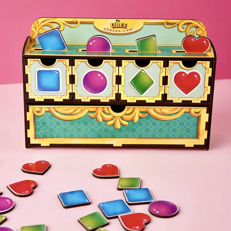 Дерев'яна настільна гра "Фігури" Ubumblebees (ПСД072) PSD072 сортер-комодик Вінниця - фото 8
