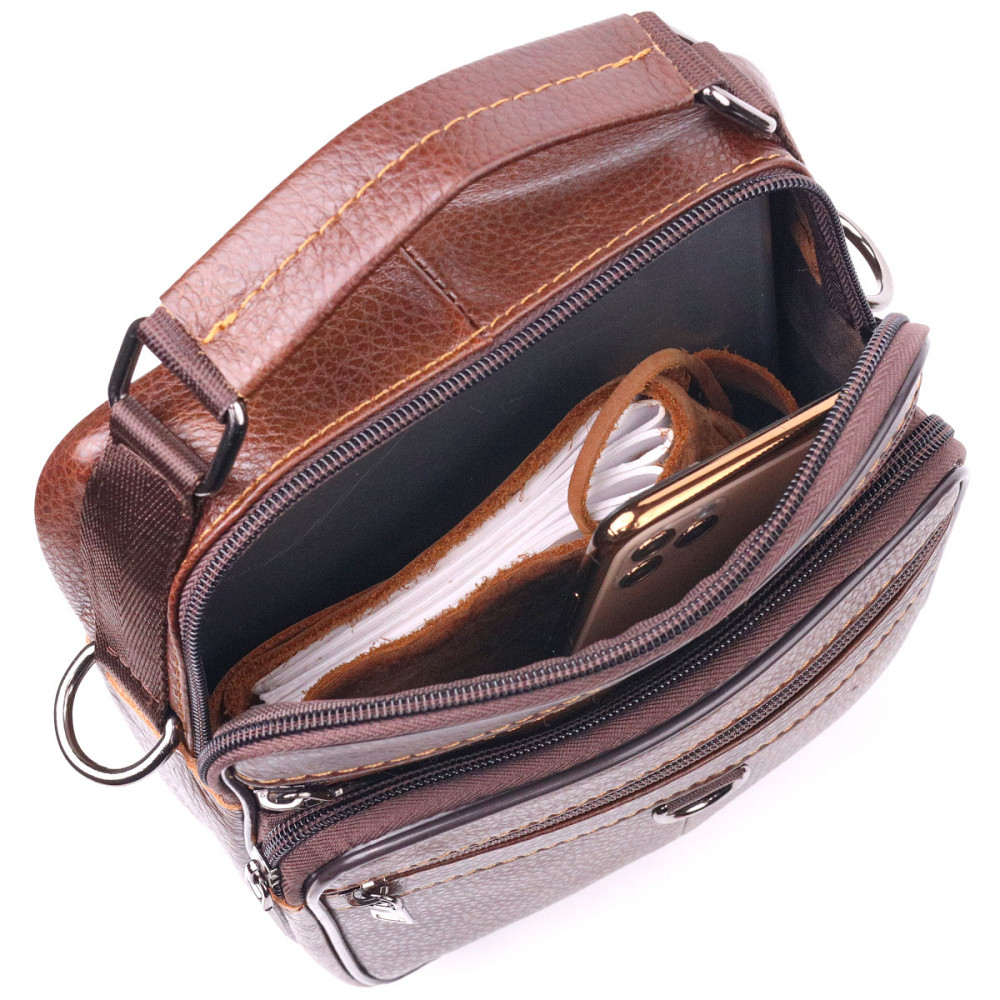 Чудова чоловіча сумка з натуральної шкіри 21279 Vintage Коричнева Київ - фото 7