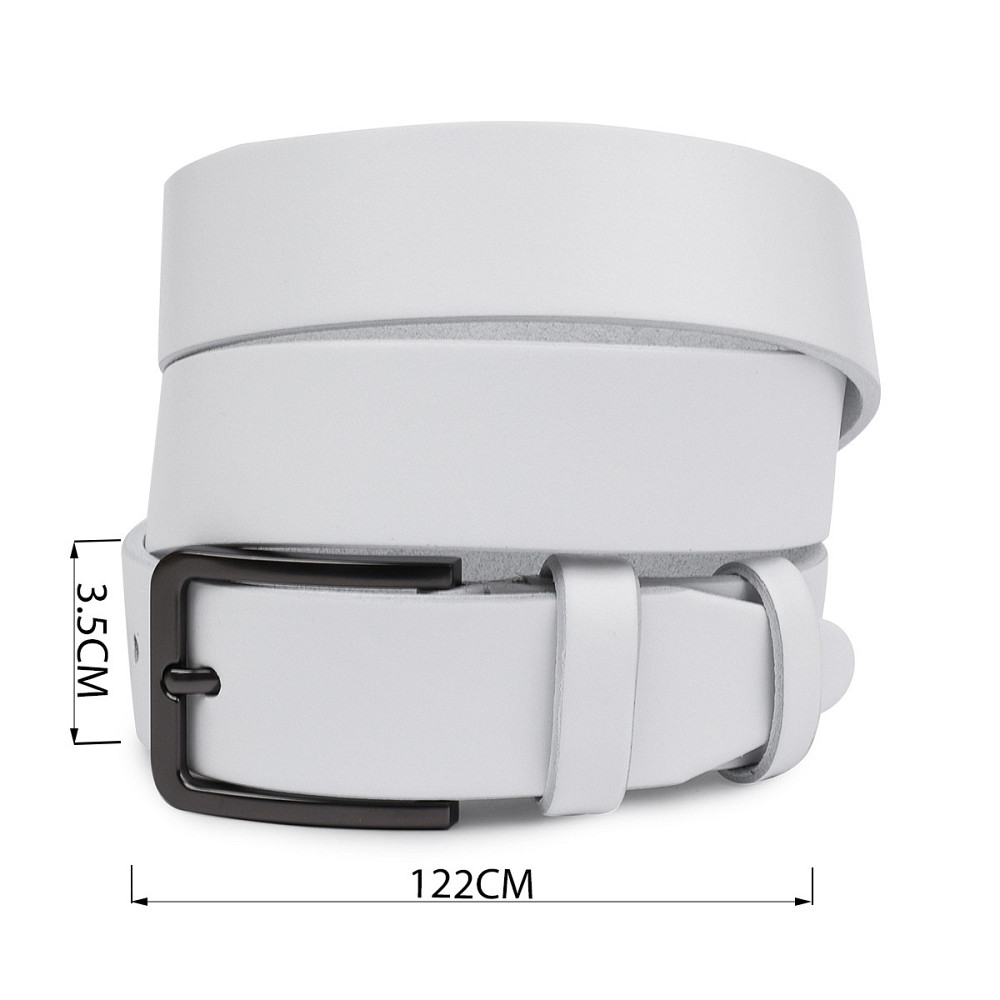 Гладкий строгий ремень унисекс Vintage 20714 Белый Киев - изображение 3