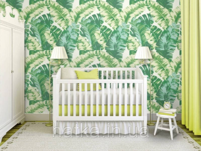 Шпалери метрові вінілові на флізеліні Rasch Clas листя пальми папороті зелені салатові Київ - фото 3