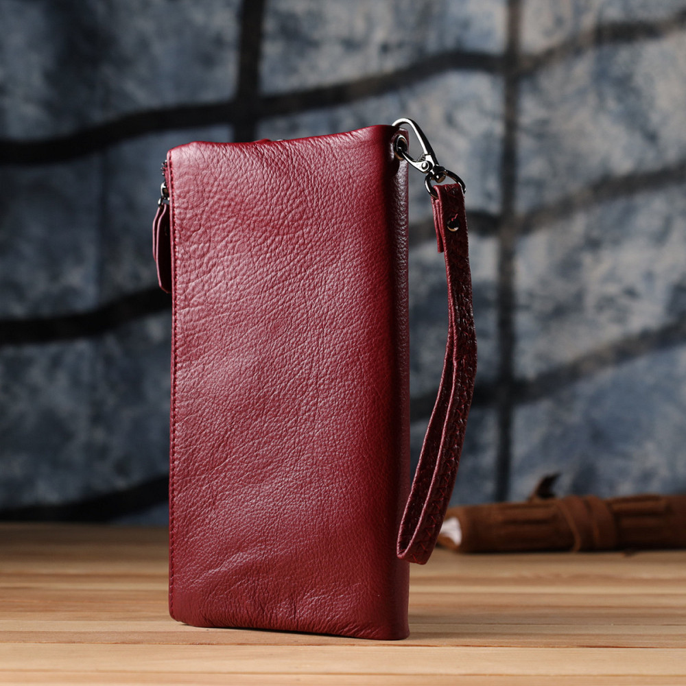 Шкіряний гаманець на три відділення ST Leather 23108 Бордовий Київ - фото 11