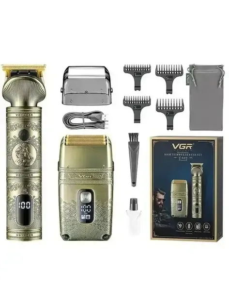 Набір для стрижки та гоління VGR V-649 2 в 1, триммер та електробритва з акумулятором USB Одеса - фото 2