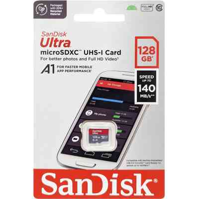 Карта памяти SanDisk 128GB microSD class 10 UHS-I A1 Ultra (SDSQUAB-128G-GN6MN) Винница