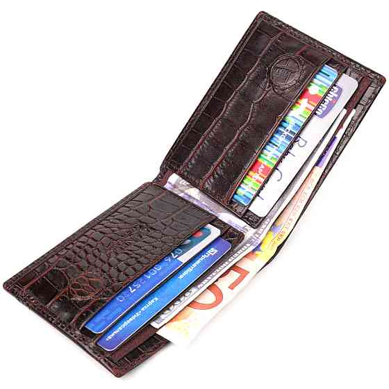 Зажим из натуральной фактурной кожи Коричневый (CANPELLINI) Киев