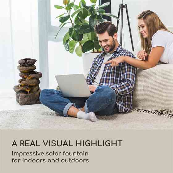 Солнечный фонтан Savona 2,8 Вт, полирезина, аккумулятор 5 ч, светодиоды, имитация камня (Германия, читать Ровно