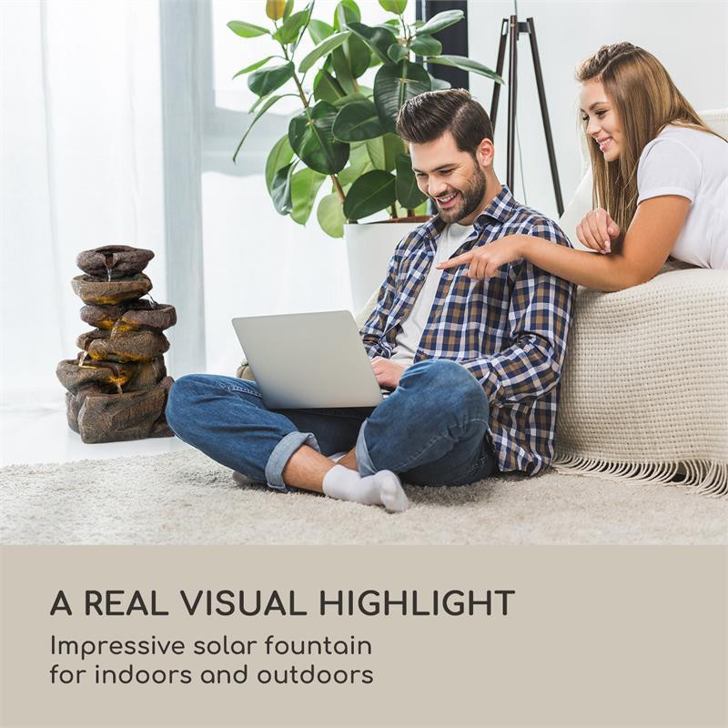 Сонячний фонтан Savona 2,8 Вт, полірезинина, акумулятор 5 год, світлодіоди, імітація каменю (Німеччина, читати Рівне - фото 3