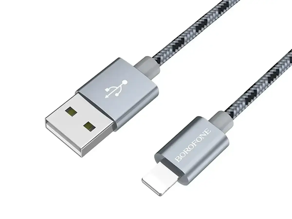 Кабель USB - Lightning Borofone BX24 1м 2А швидка зарядка для iPhone iPad нейлоновий шнур із чіпом захисту Одеса - фото 1