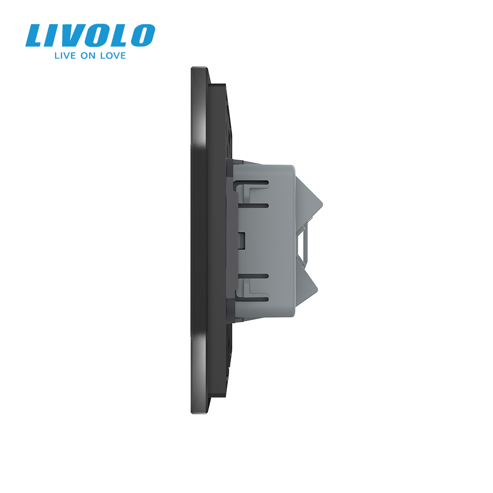 Розетка універсальна 12 стандартів в 1 LIVOLO чорна матова скло Коломия - фото 5