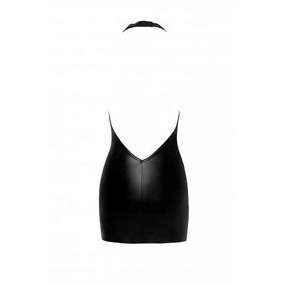 Виниловое мини-платье L F283 Noir Handmade, с кружевом, черное Sex Aura Киев