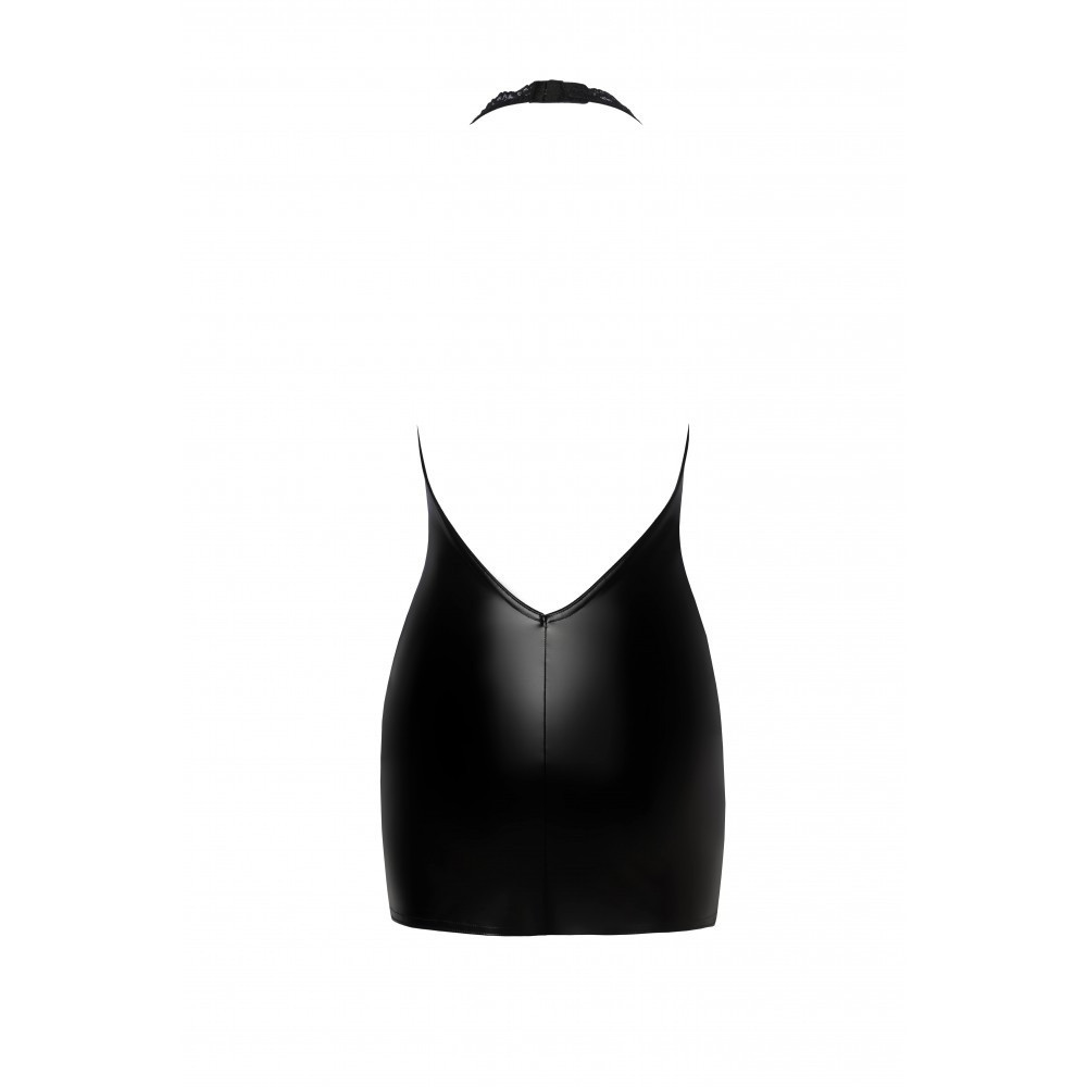 Виниловое мини-платье L F283 Noir Handmade, с кружевом, черное Sex Aura Киев - изображение 5