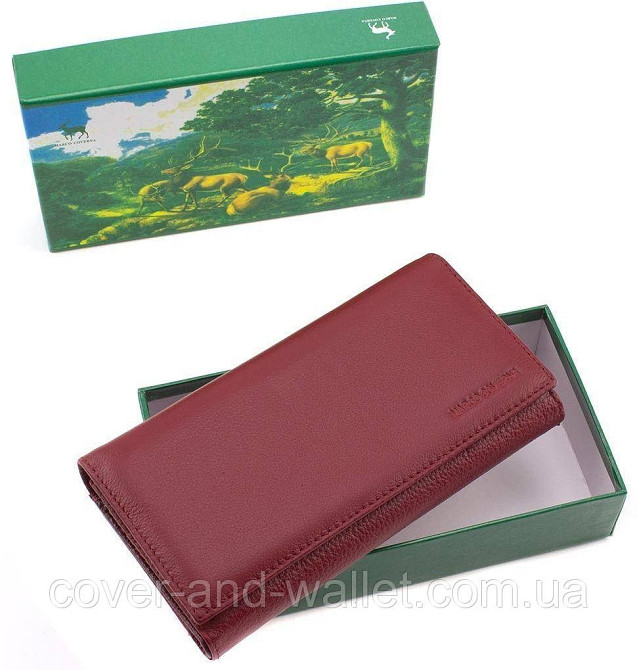 Бордовый женский кошелек на магнитах под много карт Marco Coverna Киев - изображение 10