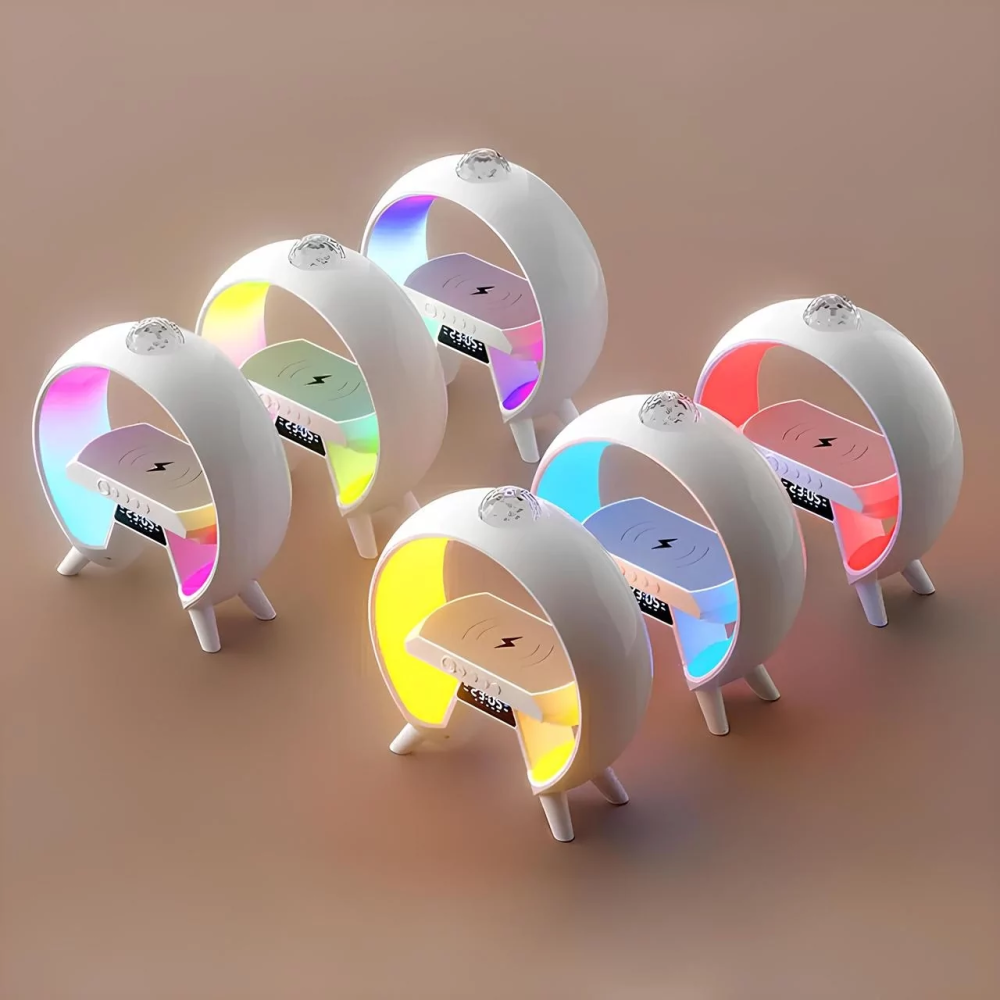 Лампа настольная HM-G66 смарт ночник с проекцией USB Bluetooth с беспроводной зарядкой Белый Винница - изображение 8