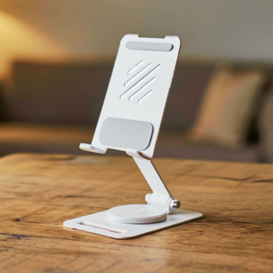 Подставка настольная под телефон холдер для смартфона или планшета до 7 дюймов,металлическая,складная, белая Каменец-Подольский