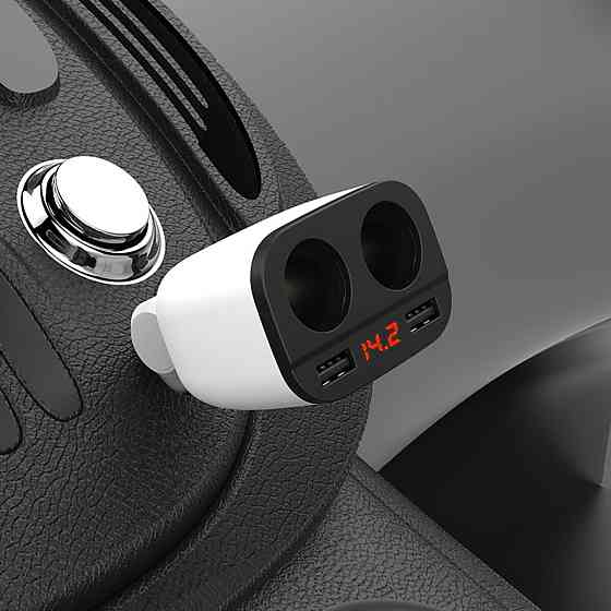 Автомобільний зарядний пристрій HOCO Z28 Power ocean cigarette lighter in-car charger with digital display White Киев