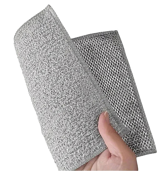 Серветка двошарова з металом та мікрофіброю для миття посуду 4шт Вінниця - фото 3