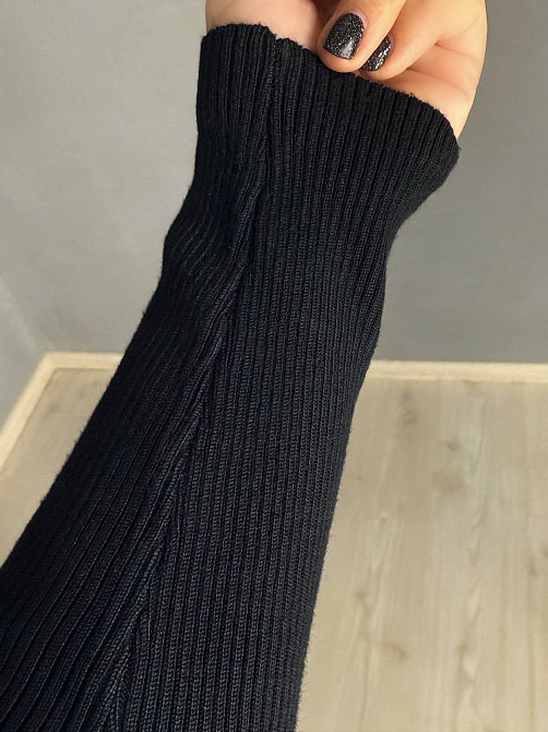 Платье женское Joy One 421 вязаное длинное на молнии в рубчик, черный, one size Киев - изображение 6