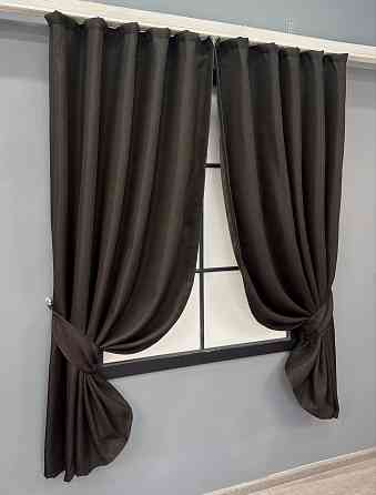 Комплект коротких штор VR-Textil Льон-блекаут № 1180ш Венге 130х170см 2 шт (35-0338) Київ