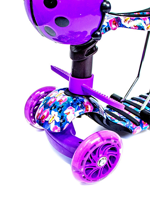 Самокат с сиденьем и родительской ручкой Scooter 5 в 1 с рисунком "Орхидея" Одесса - изображение 3