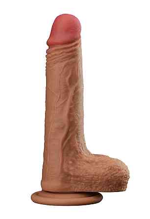 Фаллоимитатор с мошонкой на присоске, из мягкого двухслойного силикона OYO - Dildo Double Layer Silicone YQW-017 (длина 18 см, Sex Киев