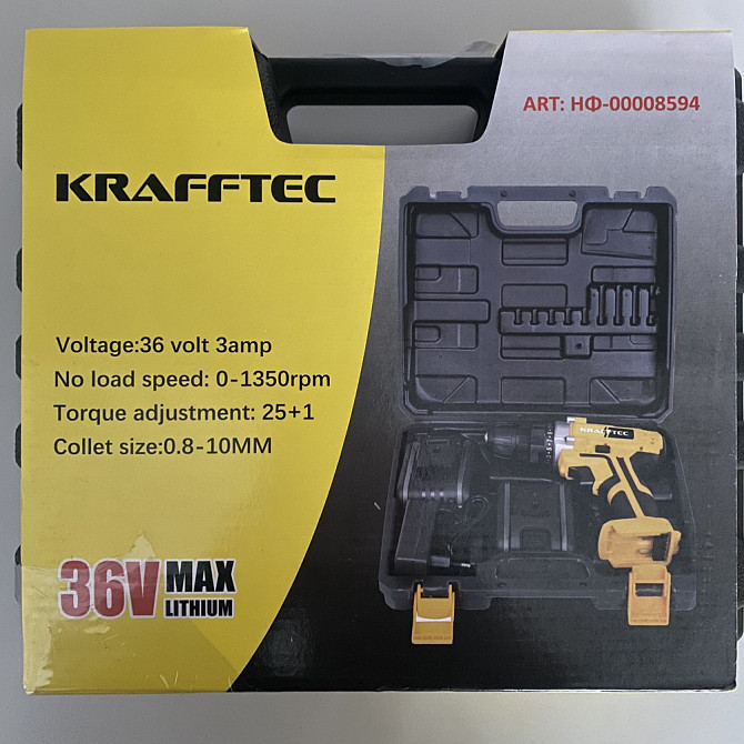Шуруповерт акумуляторний KRAFFTEC 36V 3Ah, потужний, з підсвічуванням, зручний, для дому та професій Київ - фото 9
