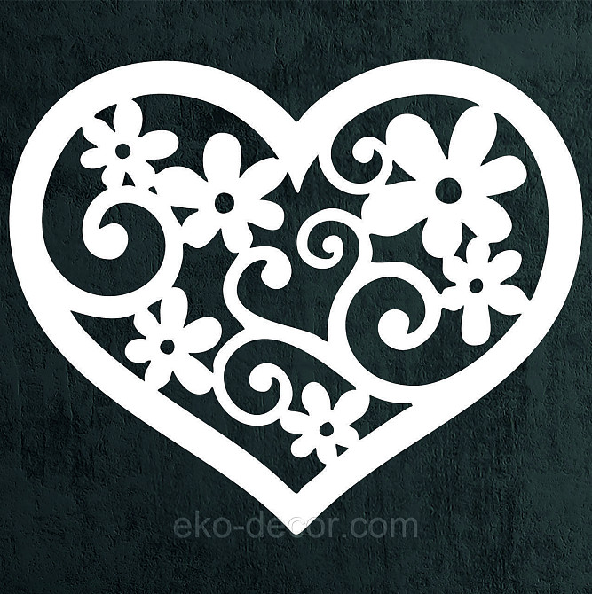 Декоративное настенное Панно «Сердце» Декор на стену 70*58 см, Белый Киев - изображение 4