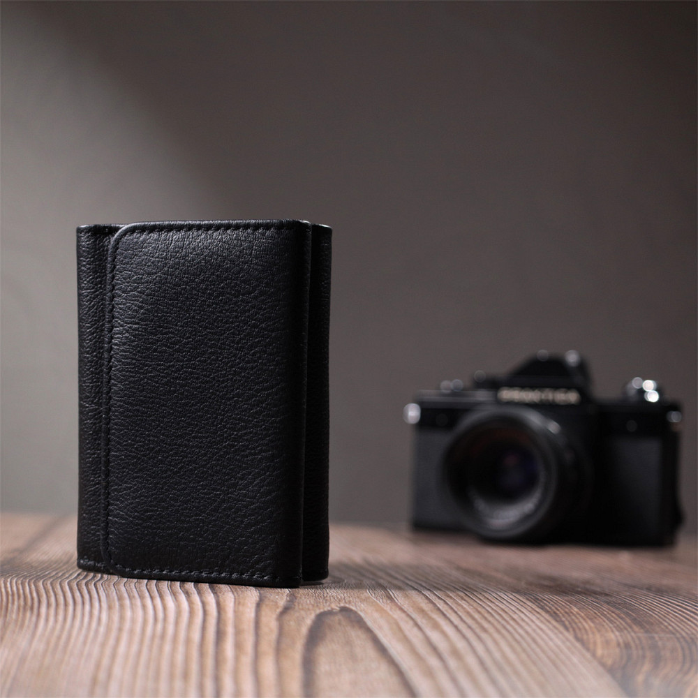 Красиве жіноче портмоне з монетницею з натуральної шкіри ST Leather 22728 Чорний Київ - фото 10