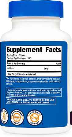 Мелатонін Nutricost Melatonin 5 mg 240 Tablets (Mixed Berry) Луцьк