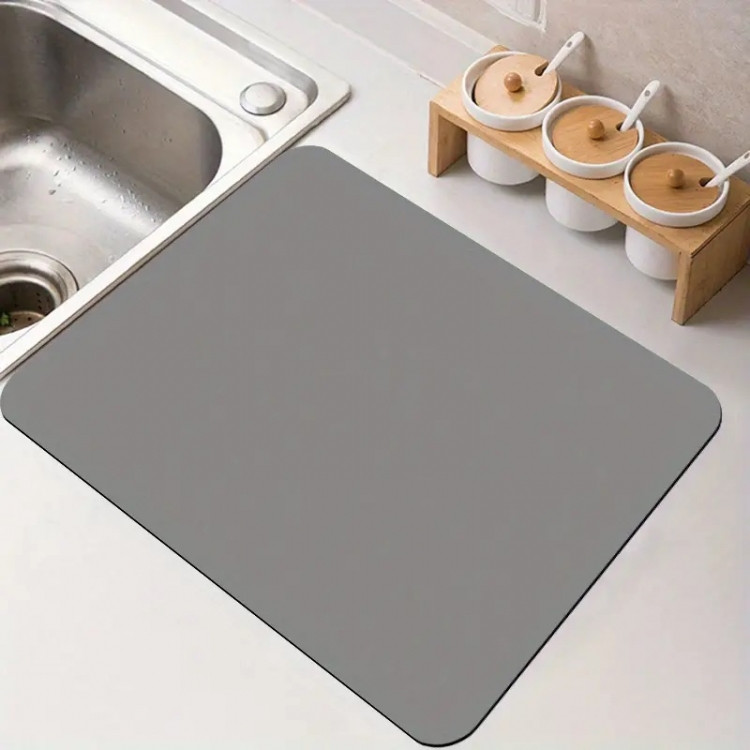 Супер поглинаючий килимок нековзний для сушіння посуду суперабсорбуючий 49*39см Сірий Вінниця - фото 1