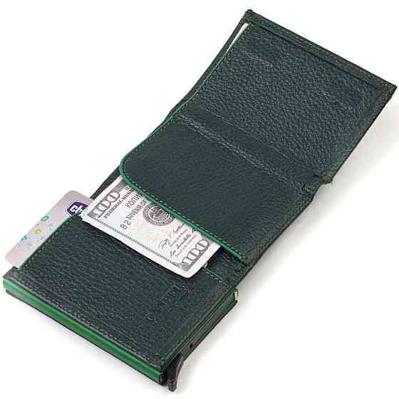 Картхолдер унісекс у три складання з автоматичним механізмом з натуральної шкіри флотар CANPELLINI 21932 Зелений Київ