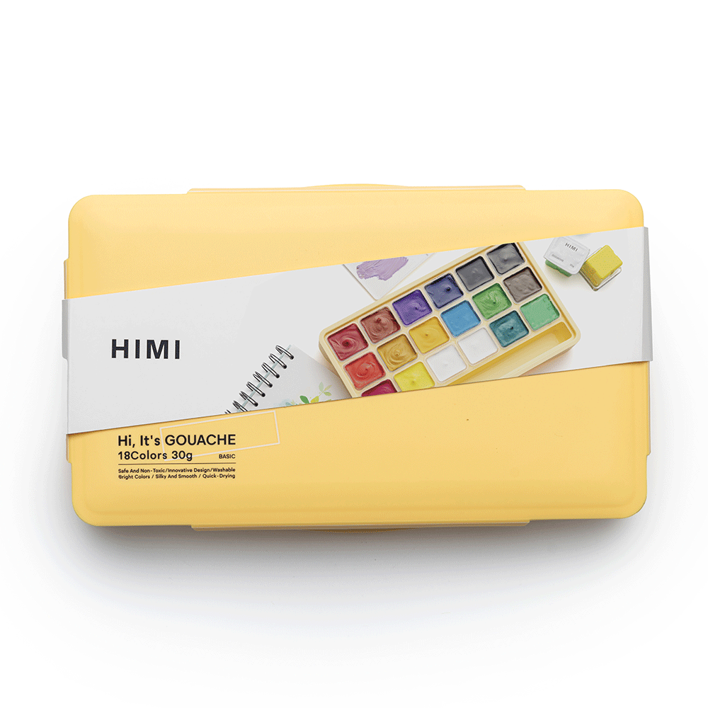 Набір гуашевих фарб Jelly Cup 18×30мл жовтий пластиковий пенал HIMI Київ - фото 1
