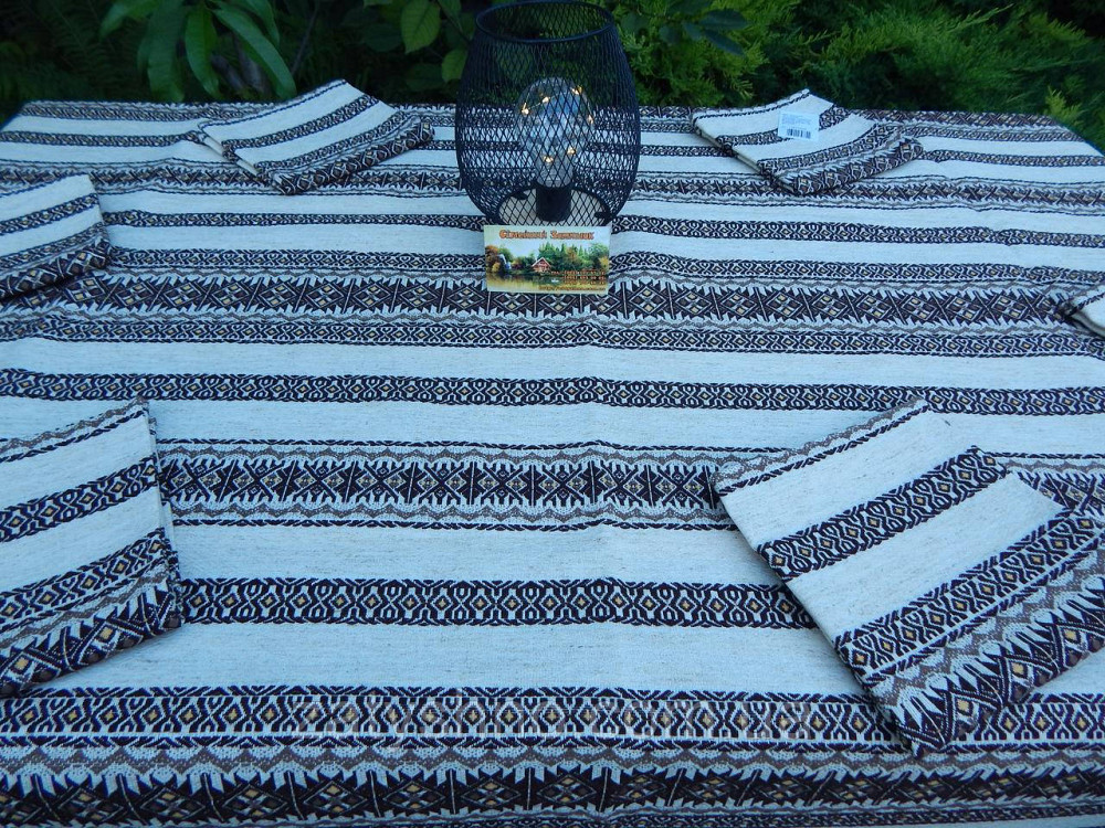 Кавова скатертина з сетами на льону 230×140 Київ - фото 6