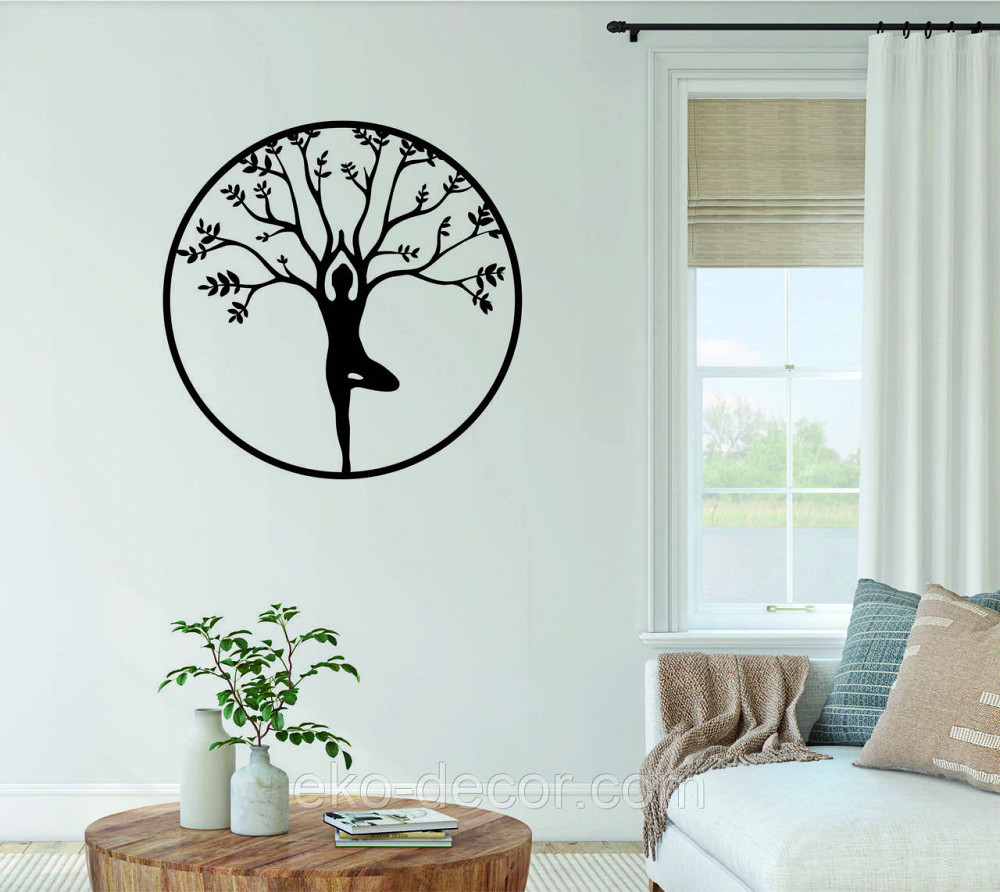 Декоративне настінне 3D Панно «ЙОГА» Декор на стіну з об'ємом 90*90 см, Чорний Київ - фото 4