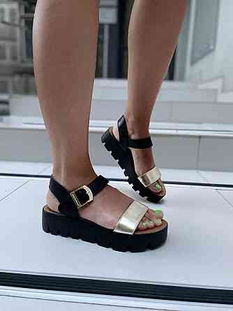 Kentro Босоніжки жіночі KENTO 3222 золото/чорний (літо, шкіра натуральна) (922) лише 38р.і 40р. Коломыя