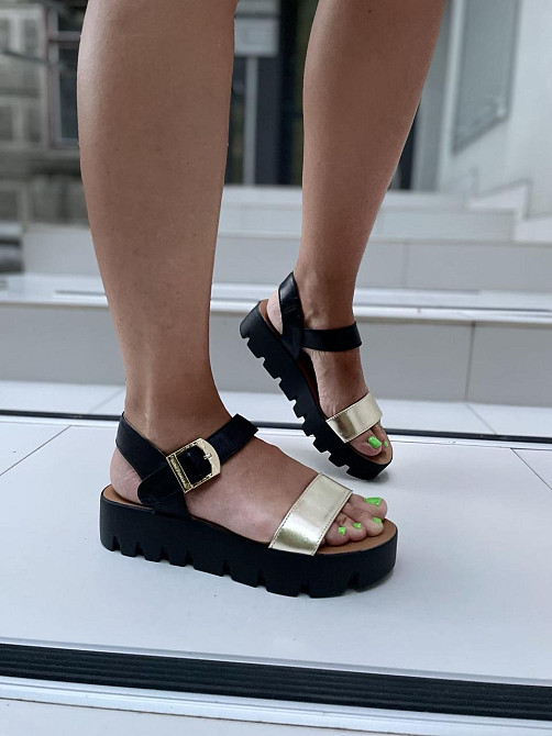 Kentro Босоніжки жіночі KENTO 3222 золото/чорний (літо, шкіра натуральна) (922) лише 38р.і 40р. Коломыя - изображение 2