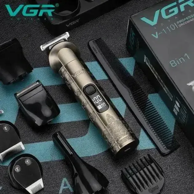 Машинка для стрижки VGR V-110 бездротова 11 насадок триммер USB Type-C для волосся та бороди Одеса - фото 1