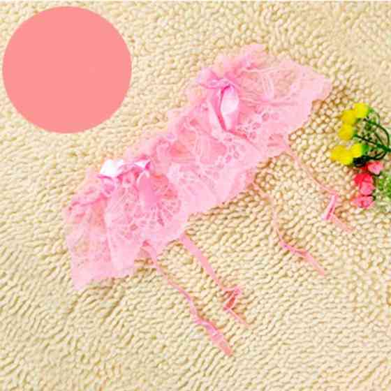 Кружевные стринги с поясом для чулок - Розовый - XS/S/M – Эротическое бельё Винница