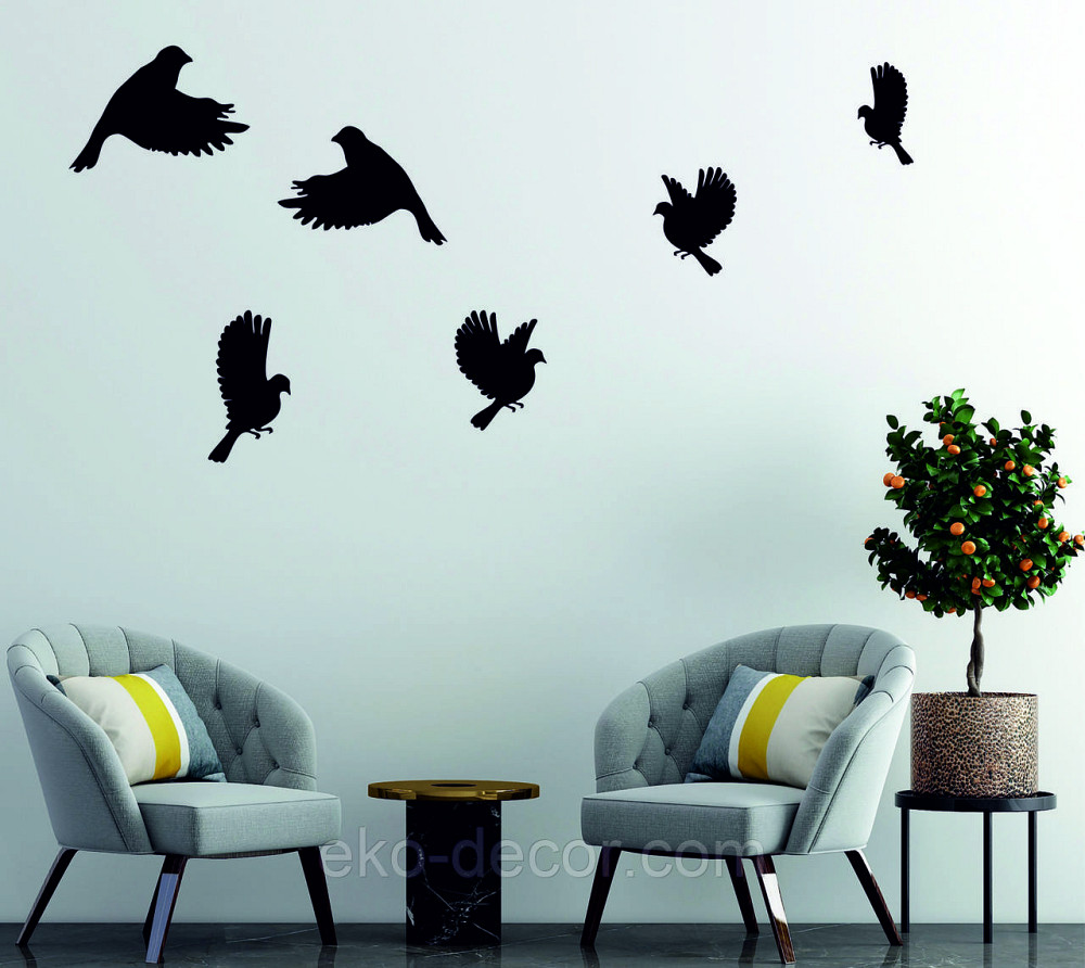 Декоративное настенное Панно «Птичка» Декор на стену(цена за 1шт) 30*16 см, Черный Киев - изображение 6