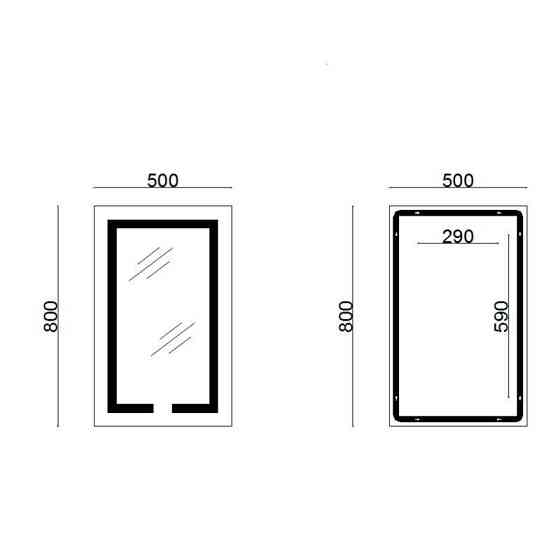 Дзеркало прямокутне для ванної Lidz Kubis 500х800 з LED-підсвіткою Touch, з антизапотіванням, LD78LF9365080 Харків