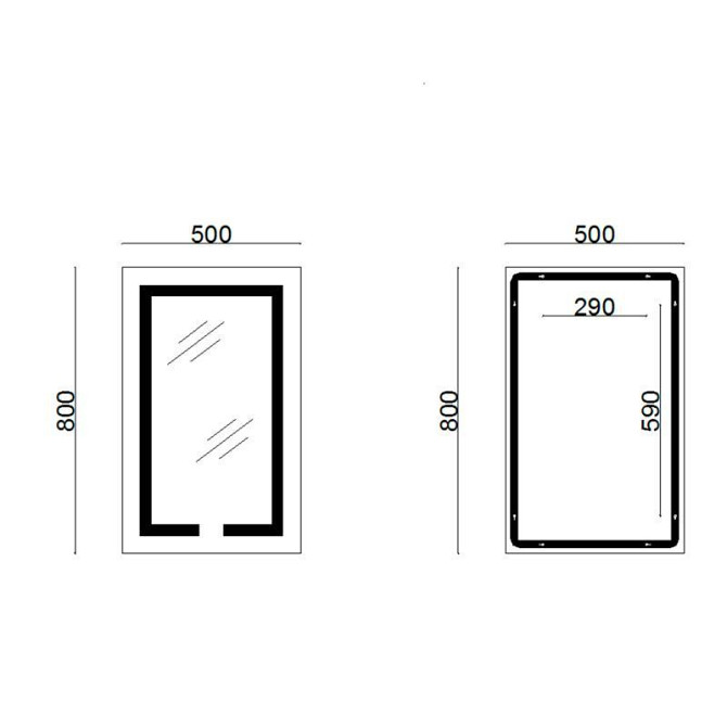 Дзеркало прямокутне для ванної Lidz Kubis 500х800 з LED-підсвіткою Touch, з антизапотіванням, LD78LF9365080 Харків - фото 2