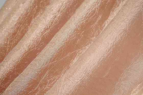 Кухонные шторы VR-Textil № 073к с ламбрекеном и подхватами персиковый с коричневым 260х170 см (52-0089) Киев