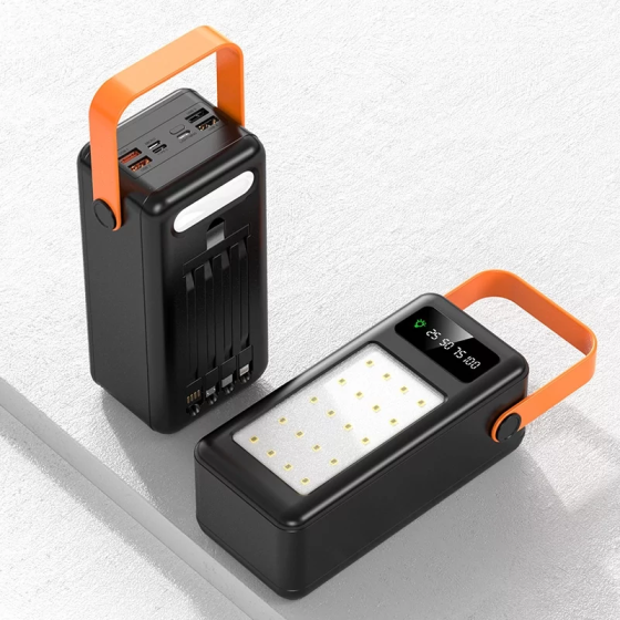 Портативний зовнішній акумулятор Bilintong 60000mAh Power Bank + Led ліхтарик Чорний Вінниця