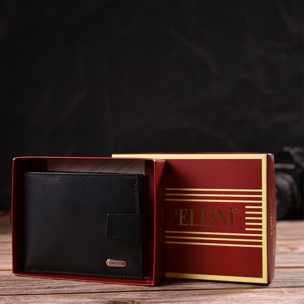 Классическое портмоне для мужчин из натуральной гладкой кожи CANPELLINI 21882 Черное Киев - изображение 9