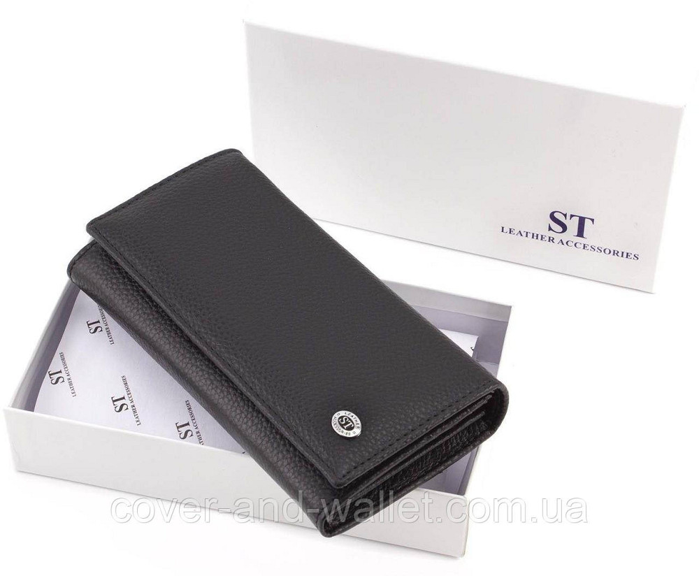 Жіночий шкіряний гаманець середнього розміру на кнопці ST Leather Київ - фото 9