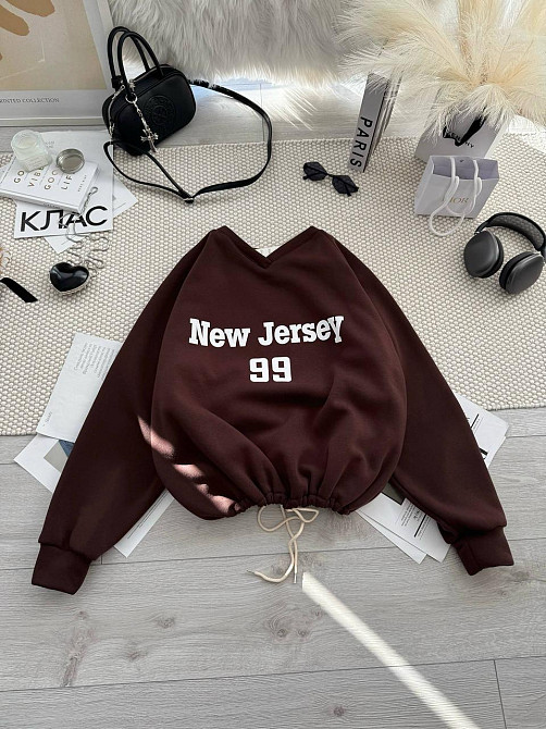 Унисекс базовый стильный свитшот трехнить на флисе Шоколад Одесса - изображение 6