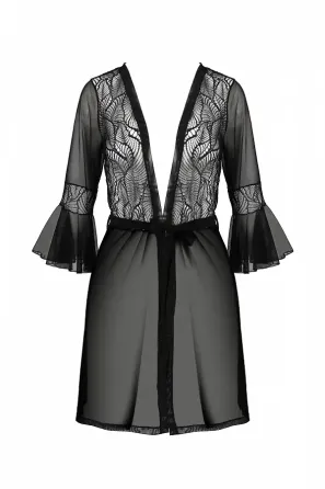 Пеньюар Passion LEAFA PEIGNOIR black XXL/XXXL - ECO Passion Львов