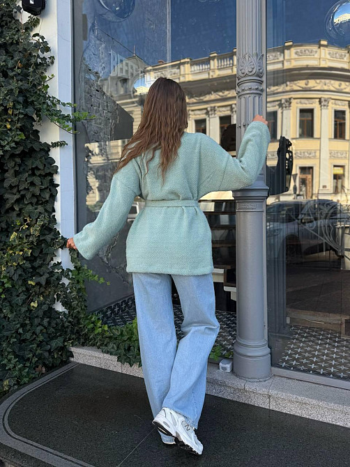 Жіночий теплий модний кардиган альпака М'ятний, 42/44 Одеса - фото 3