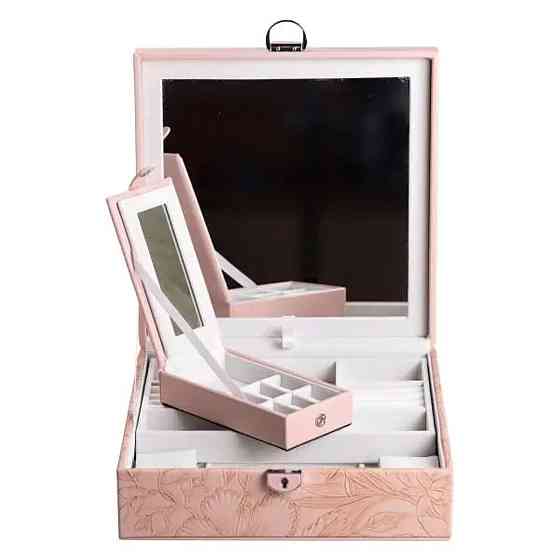 Скринька для прикрас з еко шкіри 2 яруси із замком органайзер для ювелірних виробів HP-5-22P Коломия