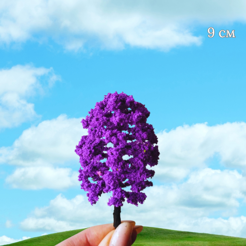 Цветущее фиалковое дерево 9 см для макетов, миниатюры, песчаного стола, мини-сада, моделирования Одесса - изображение 1