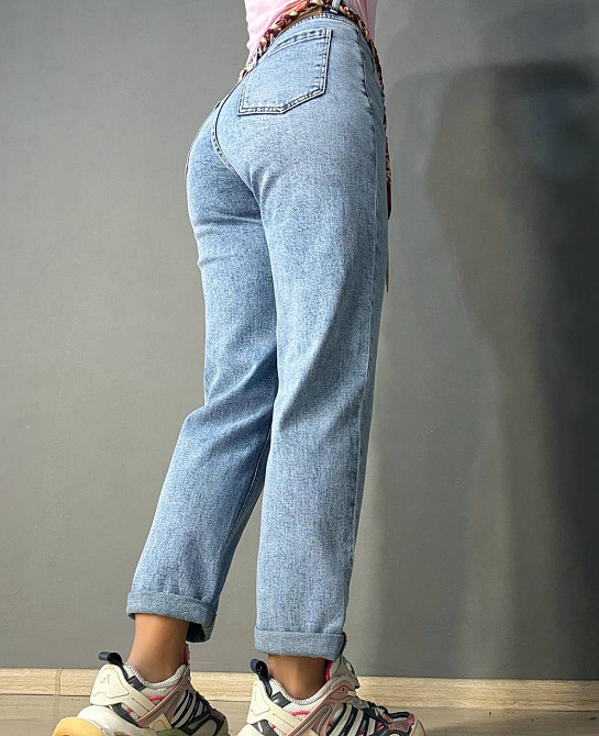 Джинси жіночі Dragon 8321 MOM jeans з поясом стрейчеві блакитні, блакитний, З2, 32, 87 см, 113 см Київ - фото 4