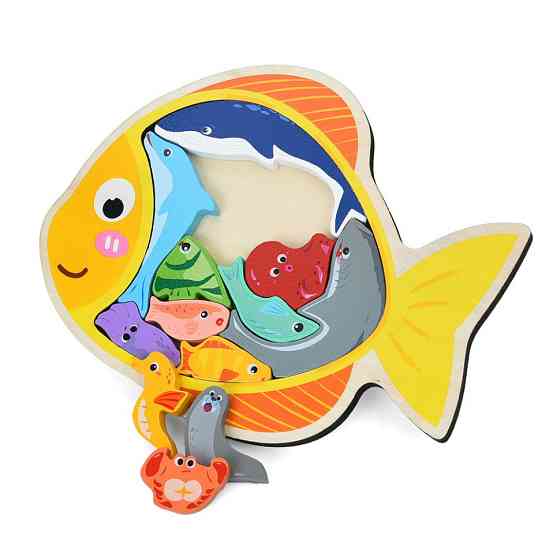 Дитячий дерев'яний пазл-вкладиш "Морські мешканці" MD 1500-2 Вінниця